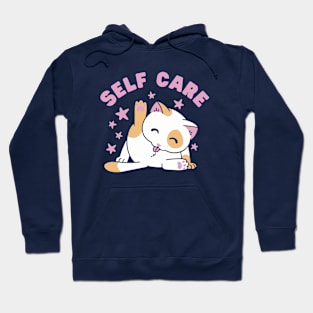 Self Care Funny Cat Hoodie